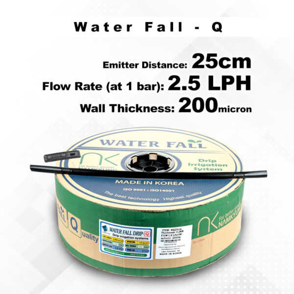 Drip Tape Water Fall-Q | 2.5 L/Hr 25cm