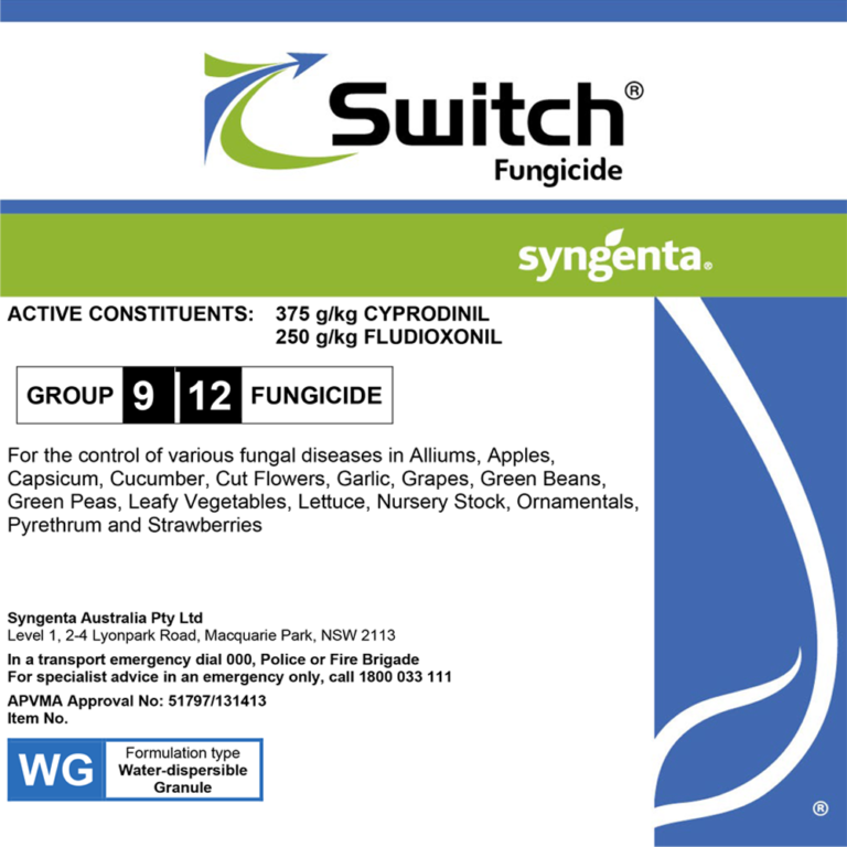 Switch Fungicide (Cyprodinil 375g/kg + Fludioxonil 250g/L) 1kg & 5kg